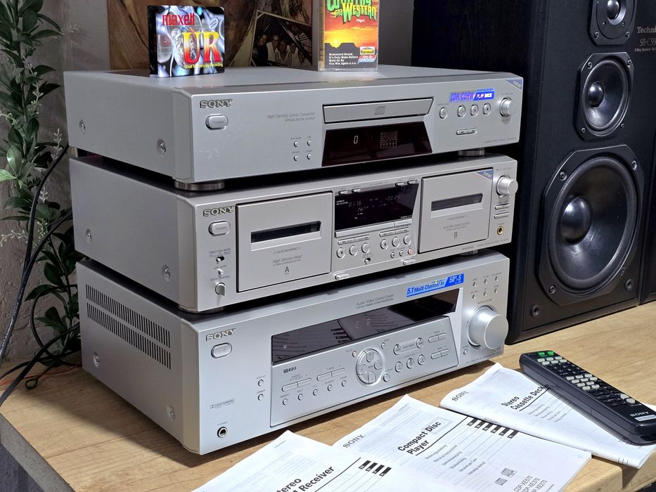 Linie audio SONY ,receiver str-de375, dublu deck tc-we475, cd-player