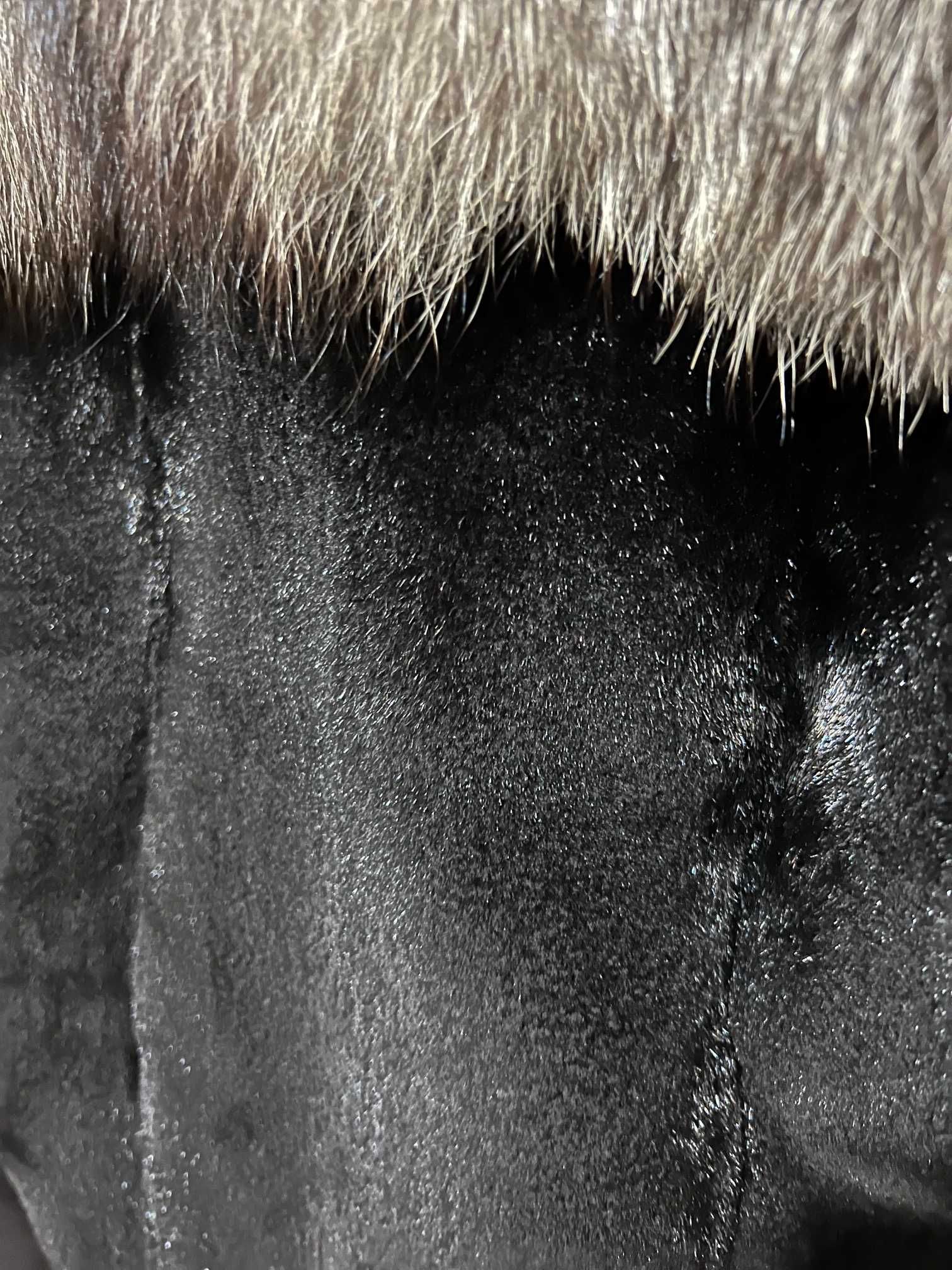 Дамска шуба черна оскубана норка с полярна лисица. Размер 44-48