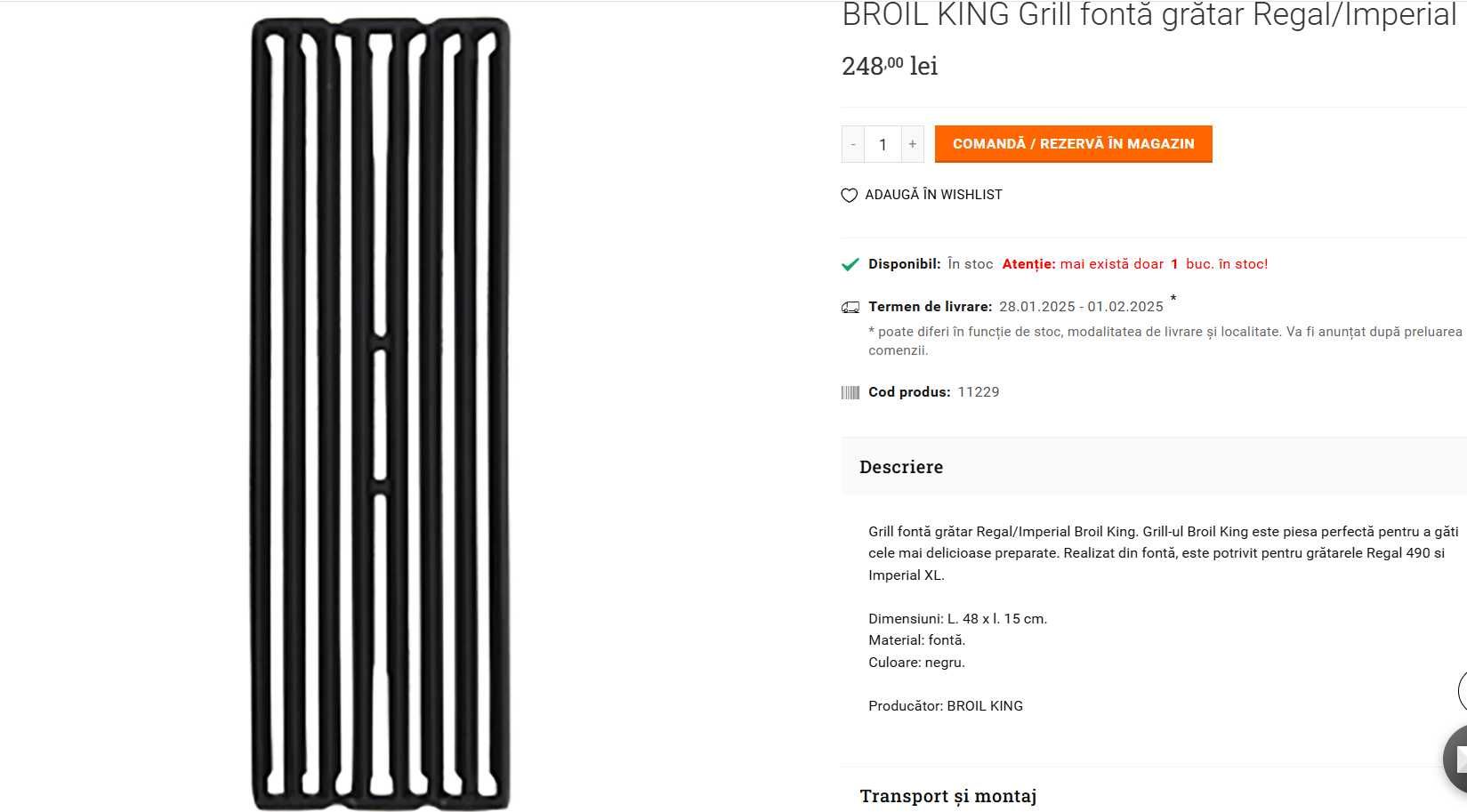 BROIL KING Grill fonta pentru gratar Regal/Imperial