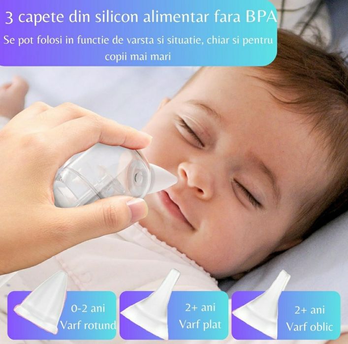 Aspirator nazal silentios, rezervor mare, 9 trepte, melodii calme