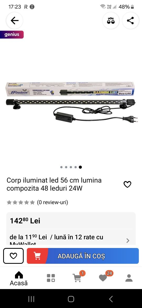 Lampă led acvariu submersibilă