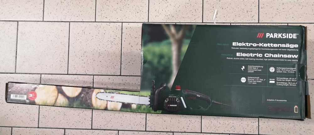 Drujbă cu lanț electrică Parkside 2200 W lamă 46 cm NOUĂ garanție