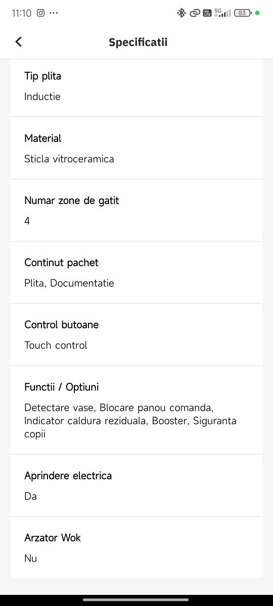 Vând plita pe inducție Electrolux