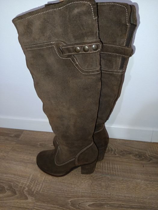 Cizme damă, piele întoarsă, maro 36