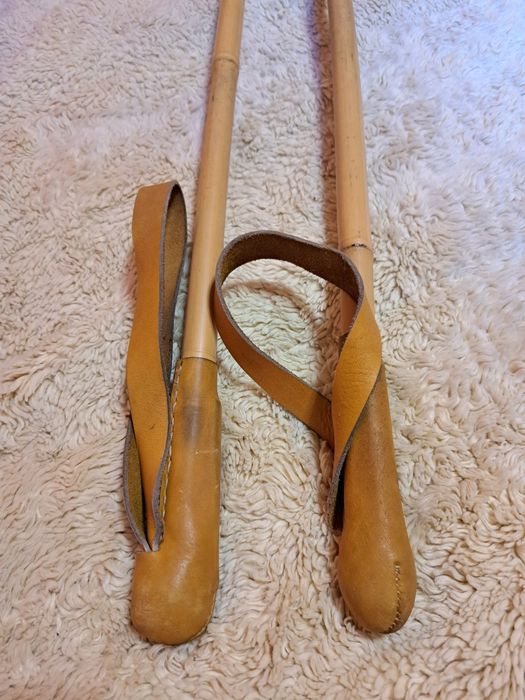 Ретро Бамбукови щеки с кожени елементи