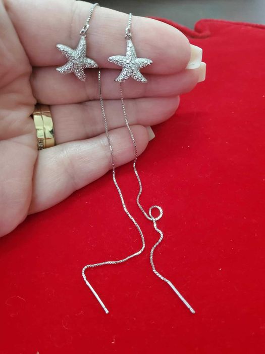 AG21, cercei argint 925,noi/marcati,stelute de mare, zirconii