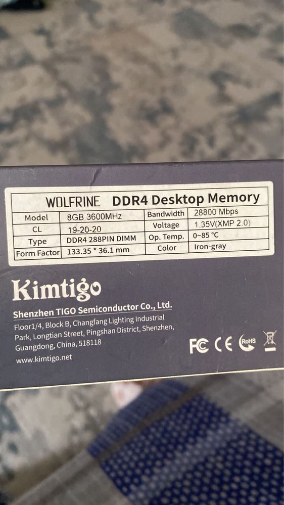 Kimtigo Оперативная память KMKU DDR4 3600мгц 1x8 ГБ (KMKU 3600 8GB)