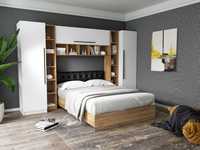 Set Dormitor Timea 3.12m cu pat tapitat Wenge incadrat