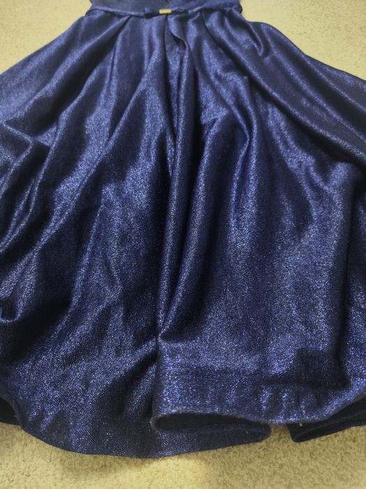 Rochie lunga 48 albastru indigo fermoar