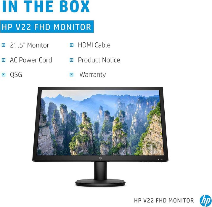 Промо: Нов монитор HP V22e 21.5"FHD/HDMI