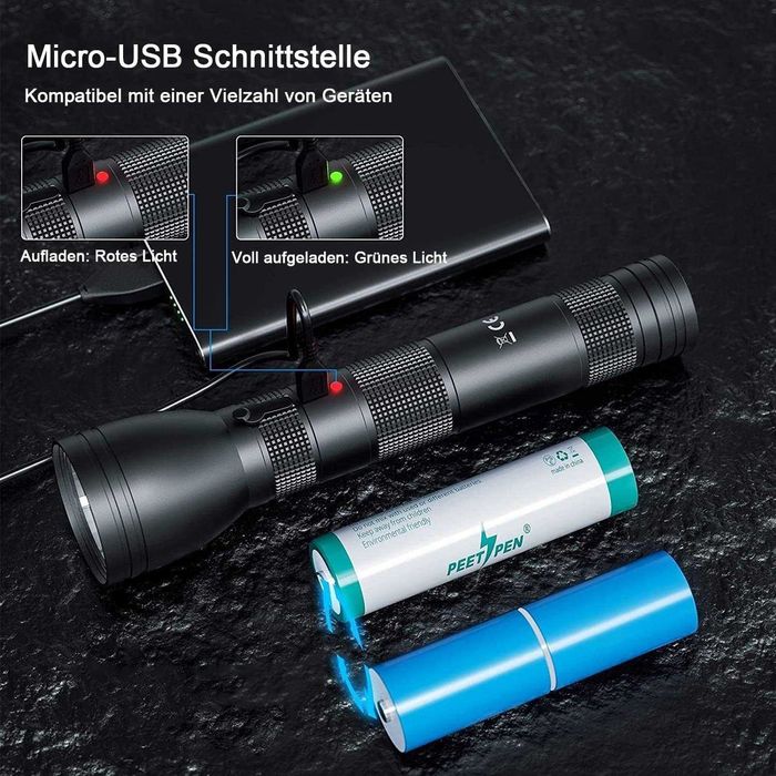 Lanterna LED L80, lumen 1500, lanterna tactica reincarcabila USB