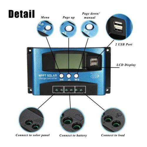 Controler pentru panou solar MPPT, 12/24 V, 100 A