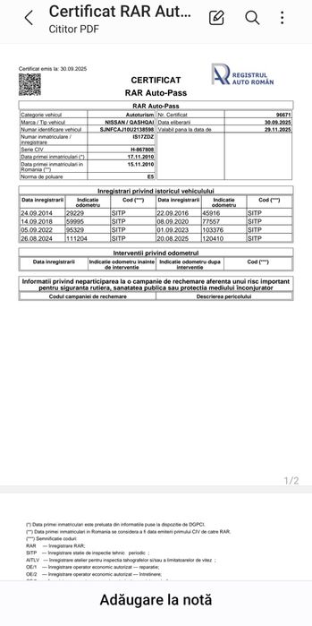 Nissan Quashqai 2010 1.5 Diesel.Euro 5.120.000Km Reali.Variante/schimb