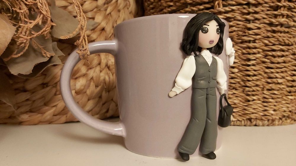 Cadou sotie/iubita cana papusa fimo handmade