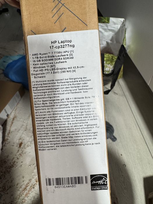 Laptop HP 17-CP3277NG 16GB,1TB SSD,Amd 7 NOU