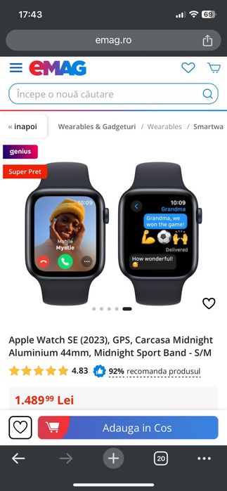 Vand Smartwach Apple SE 44 mm