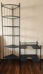 Set raft de colț și mască lavoar, metal negru, elegant