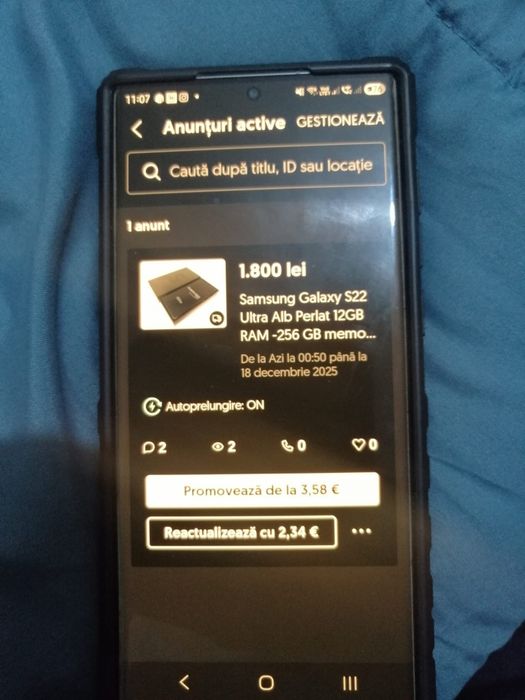 Samsung Galaxy S22 Ultra Alb Perlat 12GB RAM -256 GB memorie