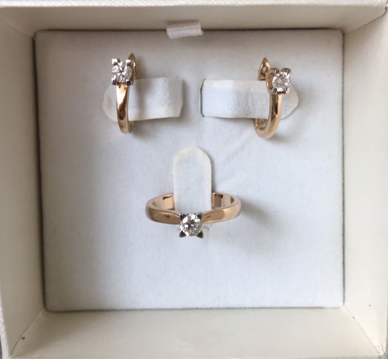 Продам золотые серьги и кольцо с бриллиантами