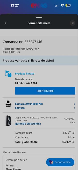 Ipad Air (generatia a 5-a) 64 GB, plus accesorii.
