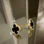 Van Cleef & Arpels VCA Black Onyx Vintage Alhambra Clover Дамски Обеци