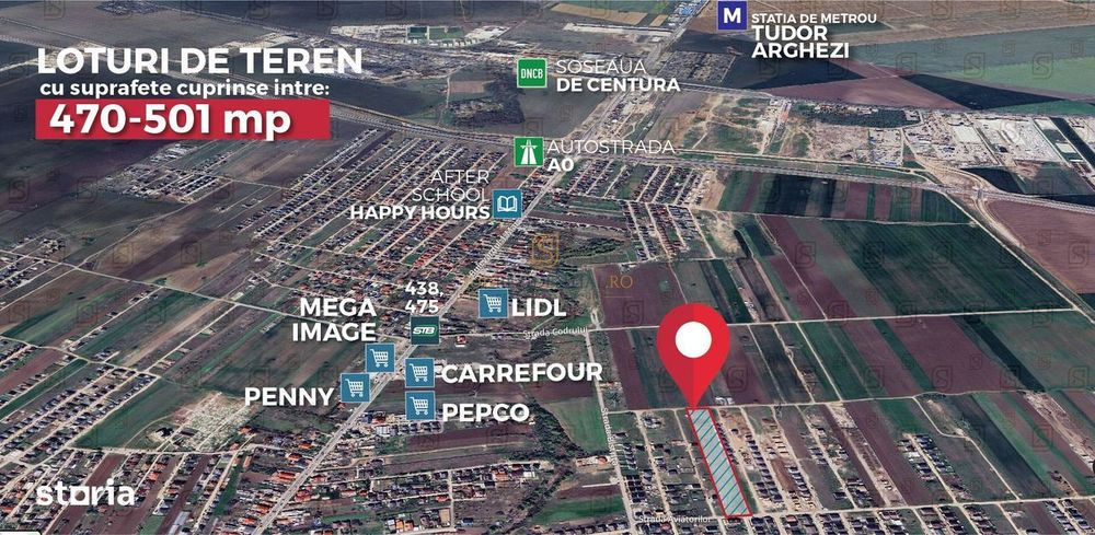 Lot teren de vanzare, Str. Aviatorilor, P+1+M, Comuna Berceni