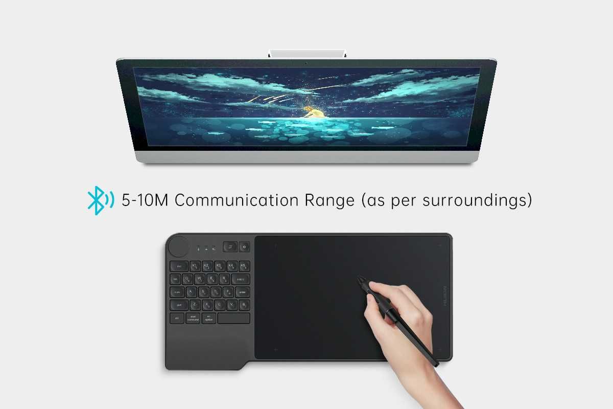 Беспроводной графический планшет Huion Inspiroy Keydial KD200