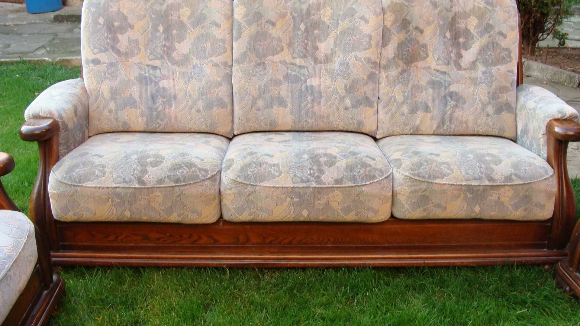 холна гарнитура масивен дъб-диван с фотьойли