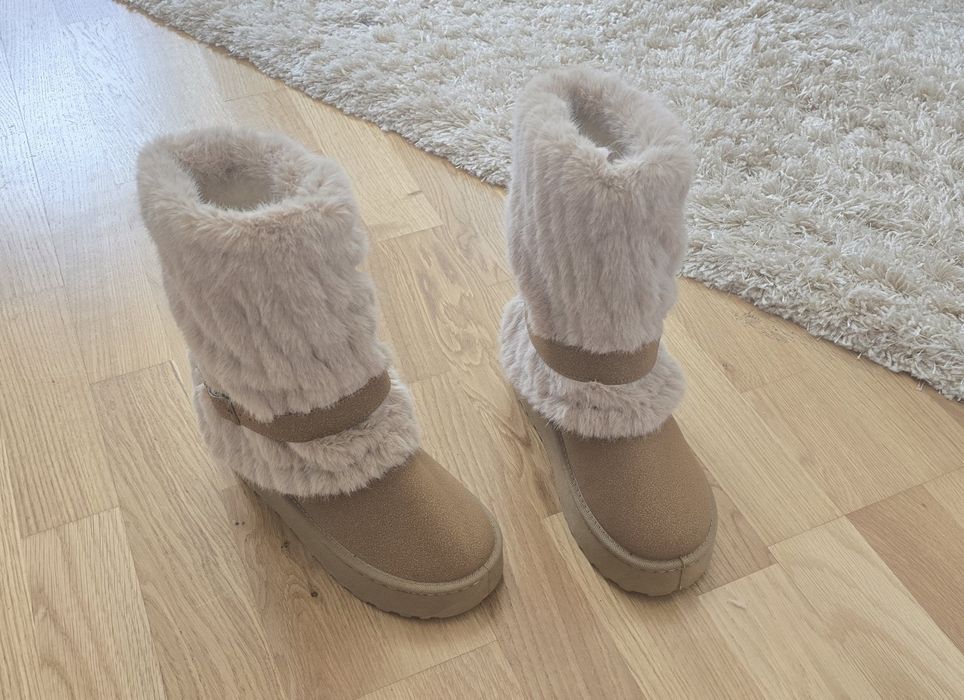 UGG damă noi, îmblănite, culoare Camilă/Maro