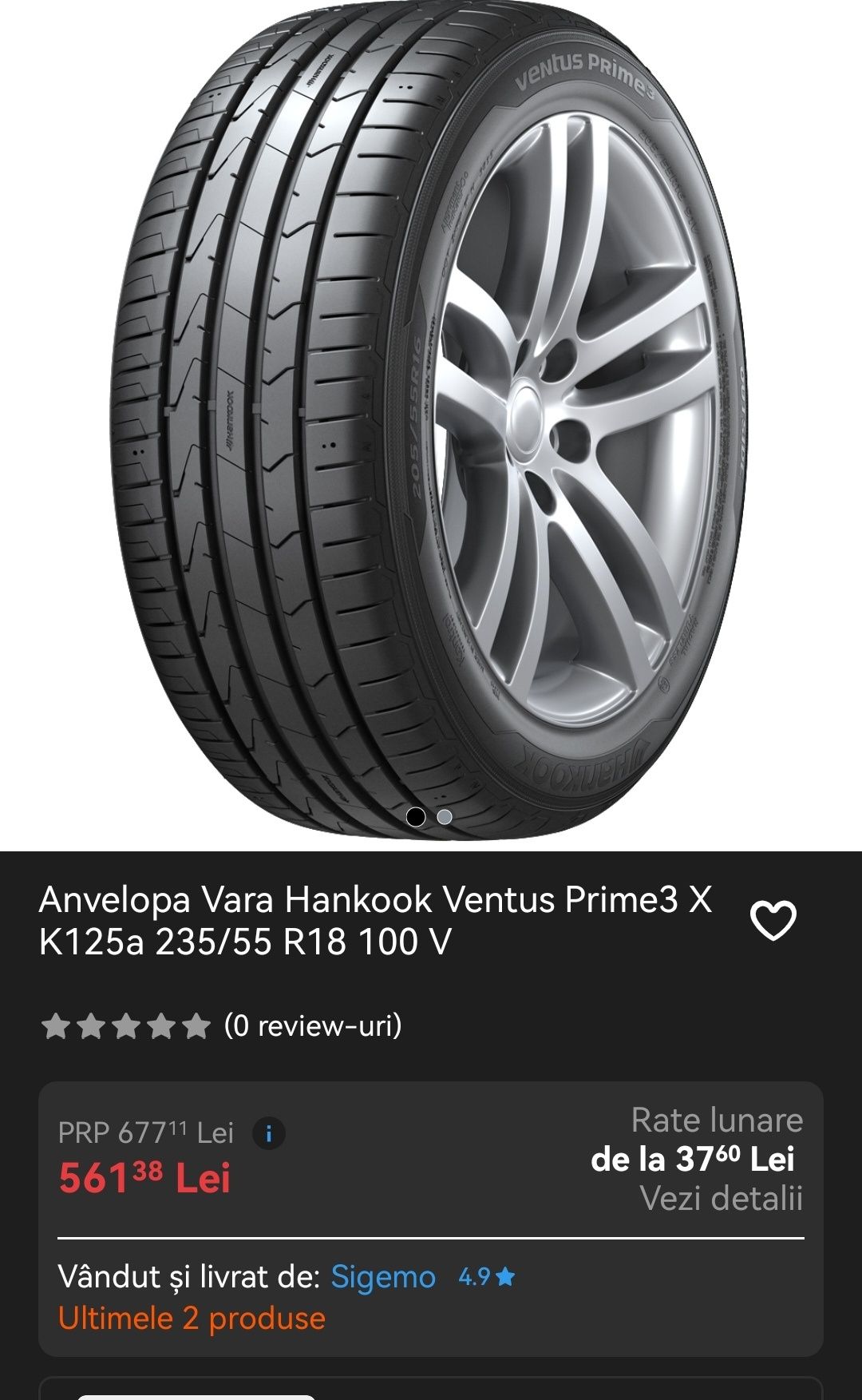 Anvelopa Vara Hankook Ventus Prime3 X K125a 235/55 R18 100 V