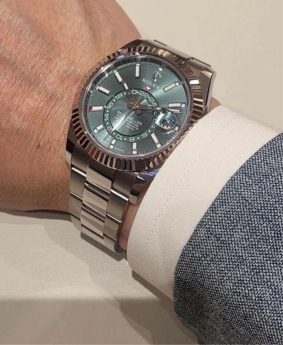 ROLEX Мужские часы 42 мм Sky-Dweller Green Dial Oyster Full Set