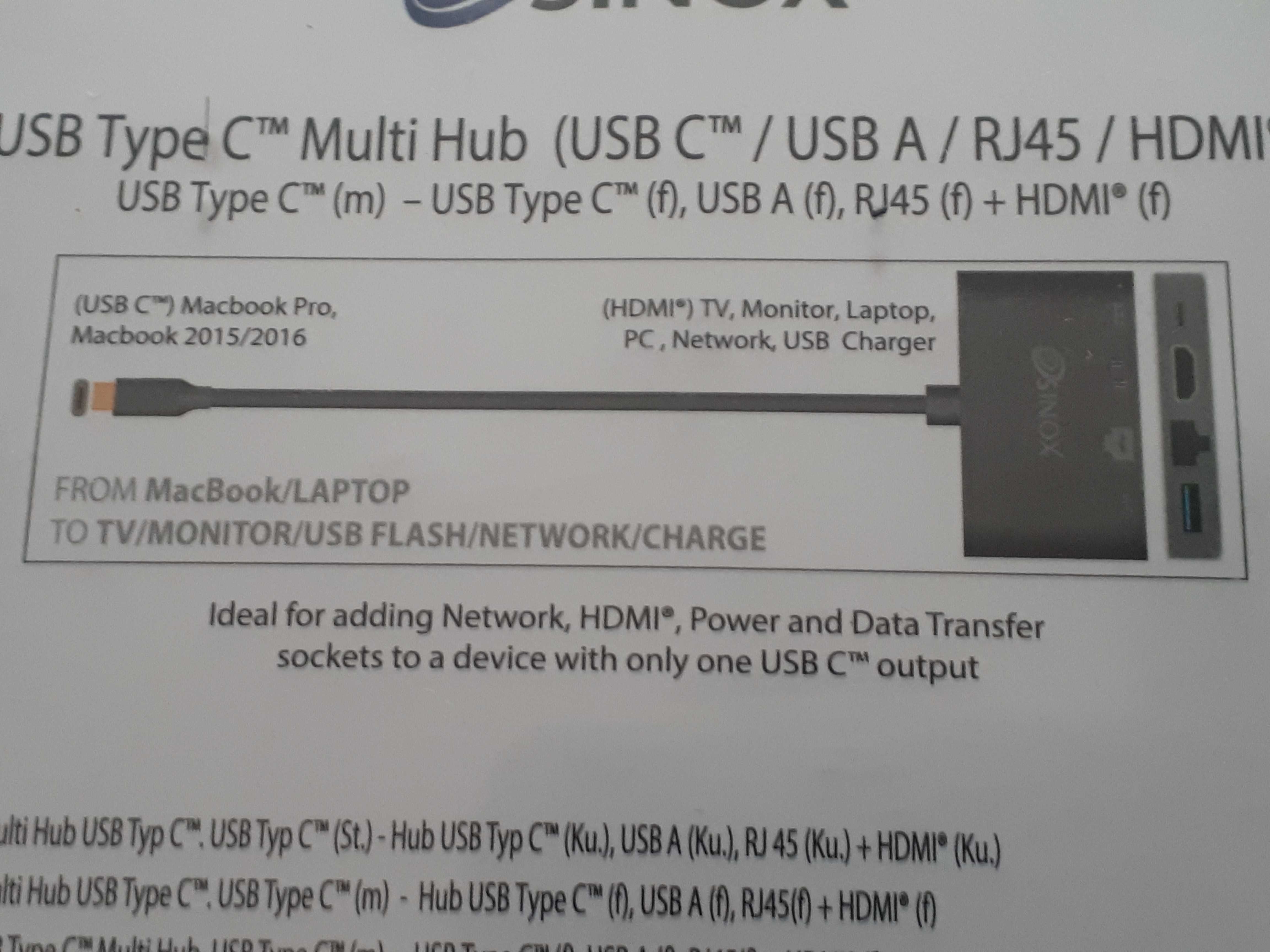Adaptor pt Apple Mackbook Sinox iMedia USB-C USB 3.0 RJ45 HDMI