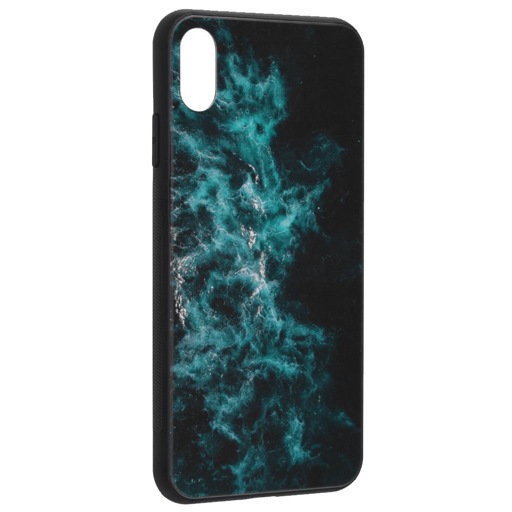 Husa cu spate de sticla pentru iPhone X / XS - Blue Nebula