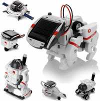 Robot educational cu incarcare solara 6 in 1 Batlofty, ABS, alb/negru/