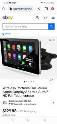 Stereo pentru mașină portabil fără fir Apple Carplay Android Auto Ecra