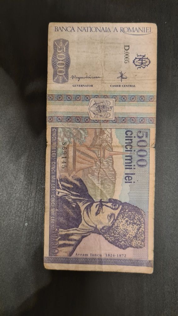 Bacnota 5000 lei ediție mai 1993