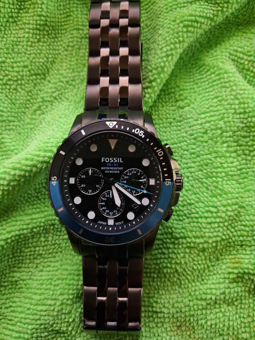 Fossil - Ceas cronograf cu logo pe cadran, Gri Hematit