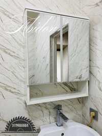 Навесной шкаф с зеркалом для ванной комнаты.  МДФ водостойкий