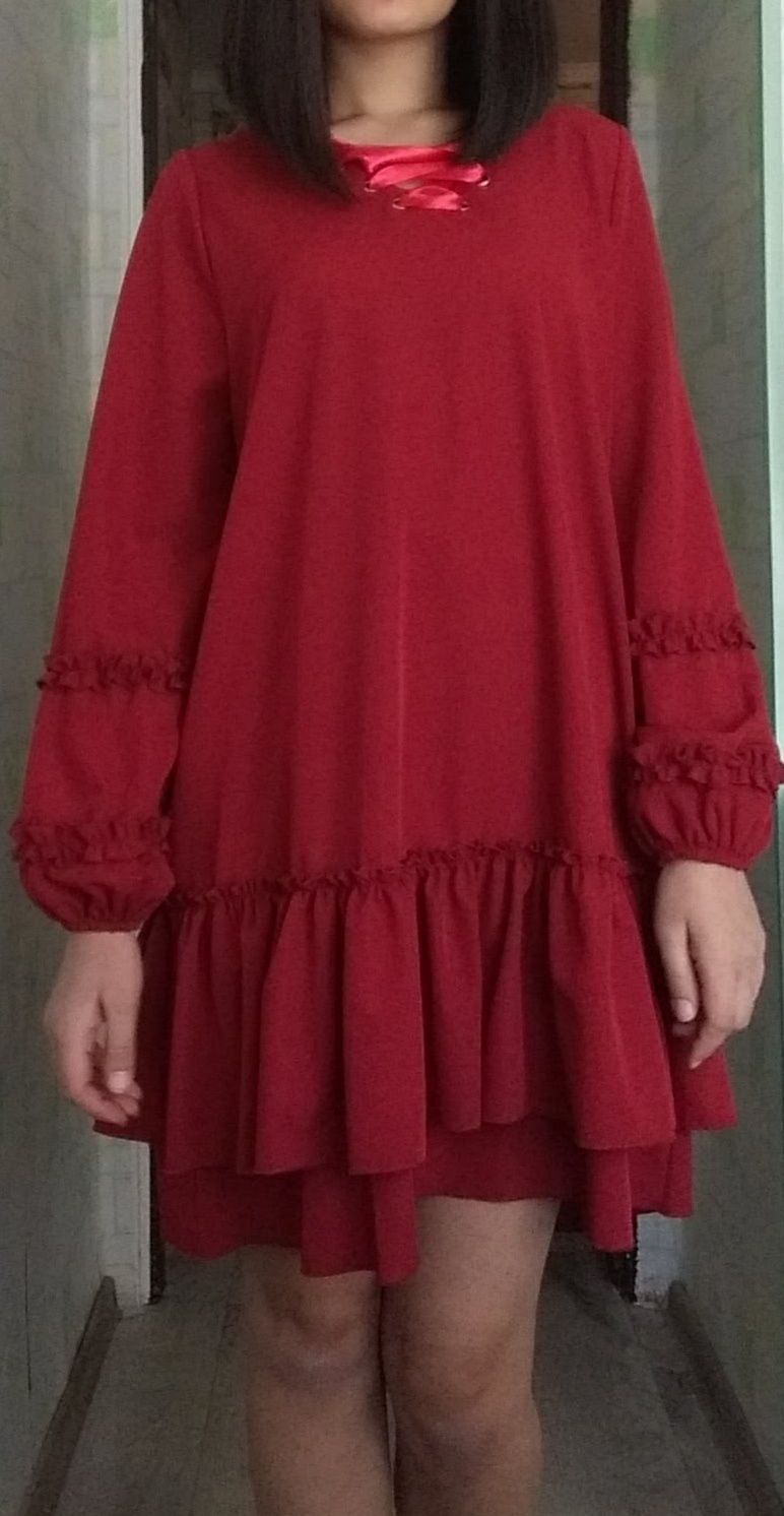 Платье бордового цвета, праздничное, повседневное