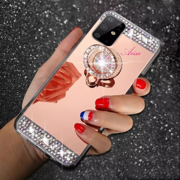 Husa oglinda cu pietricele + inel pt. Samsung Galaxy A03 , A04s , A31