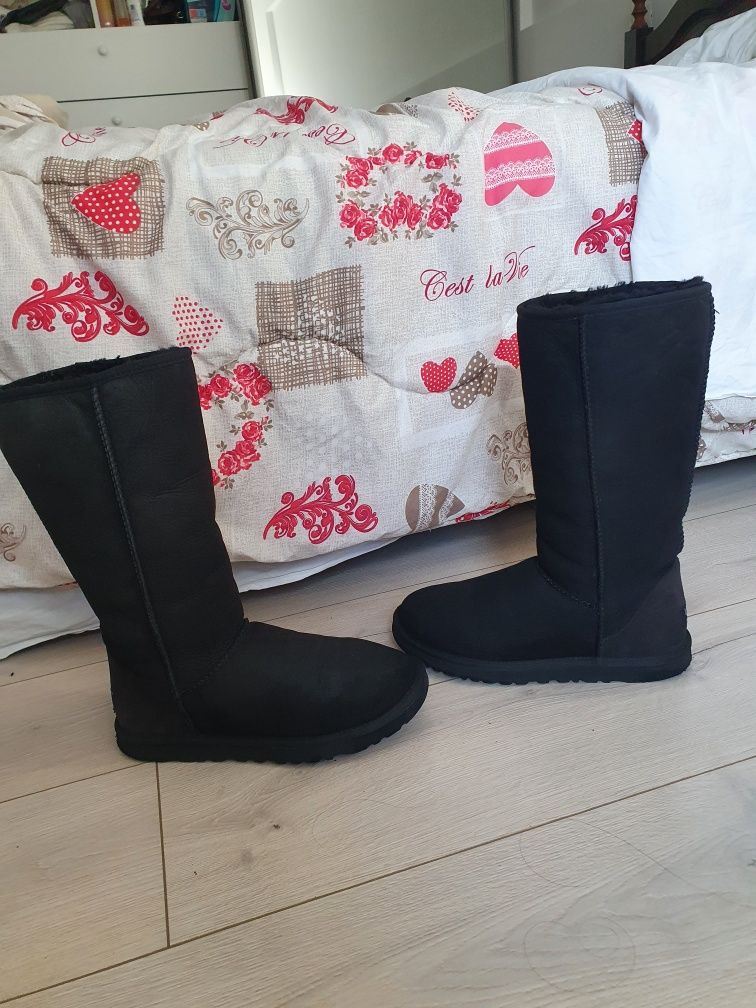 UGG Australia Classic Tall Black 100% originale înalte piele și blana