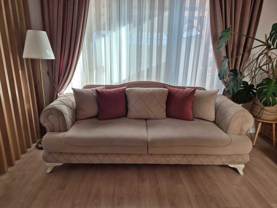 Canapea extensibilă 3 locuri cu 1 fotoliu