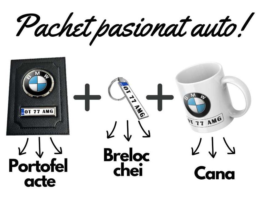 Cadou Pasionat Auto – Portofel, Breloc și Cană Personalizată