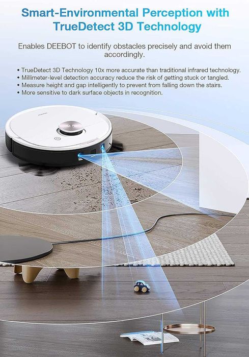 Прахосмукачка робот ECOVACS DEEBOT OZMO T8, ламинат/килими/Alexa