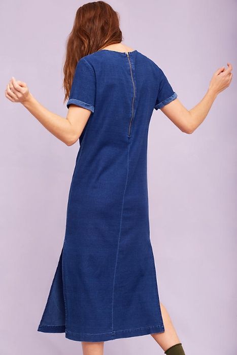 Rochie Anthropologie din bumbac, efect denim, masura 38