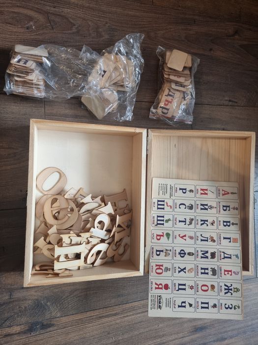 Дървена игра Букви и срички