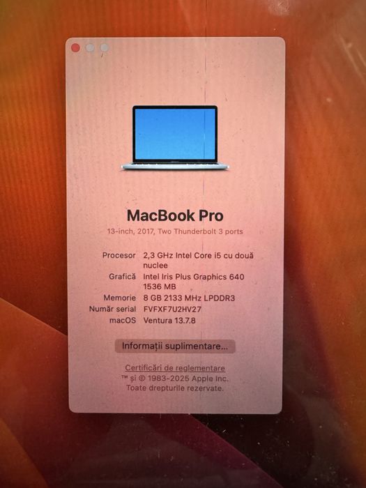 Vand Mackbook Pro 2017 ,impecabil ca si nou