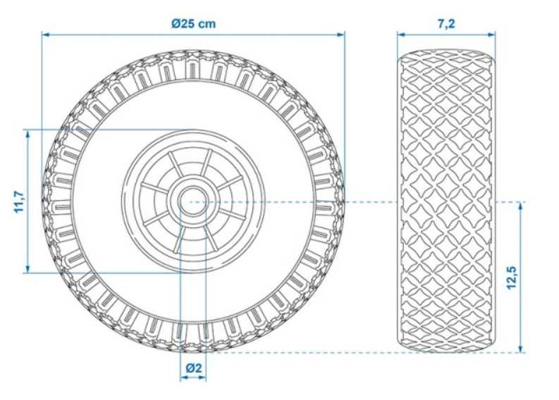 Безкамерно колело за транспортна количка 260х85мм