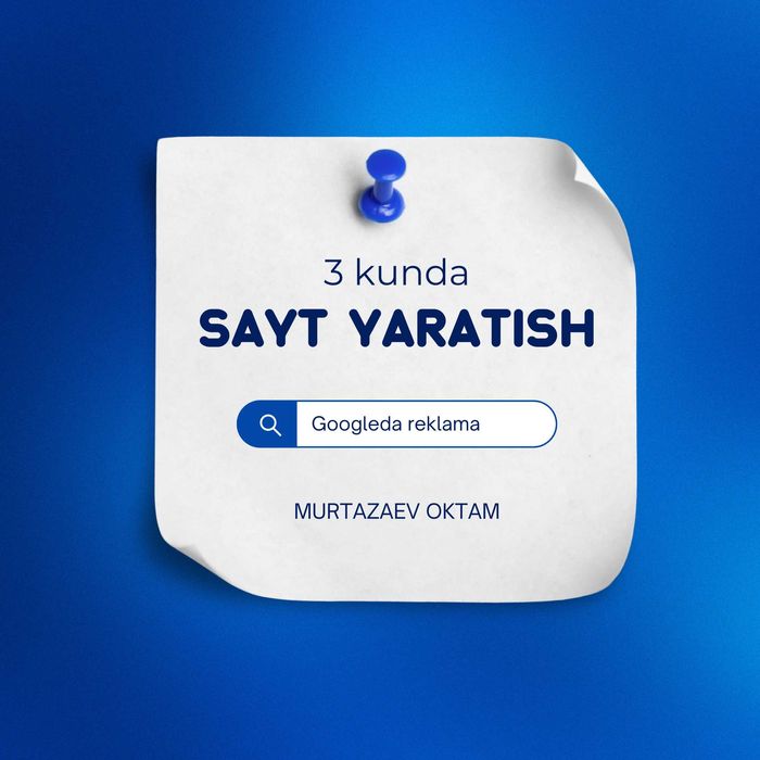 Sayt yaratish - 1.2mln somdan - 3 kunda