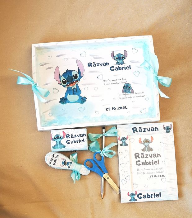 Set moț Stitch. Tava moț. Set turta. Tava turta. Prima aniversare